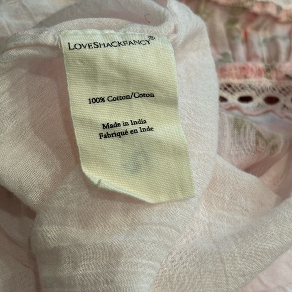LoveShackFancy Augustine Pink Floral Cotton Eyelet Mini Dress - "Loves Me" Print - Picture 5 of 9